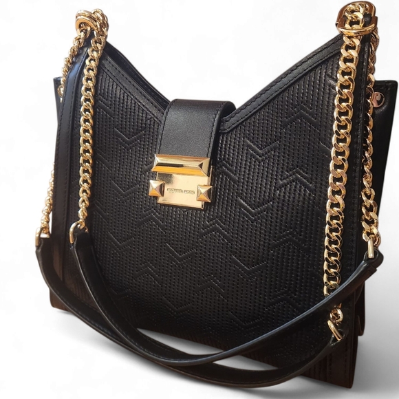 Black Michael Kors Whitney Quilted Chain Shoulder Bag - Picture 3 of 12